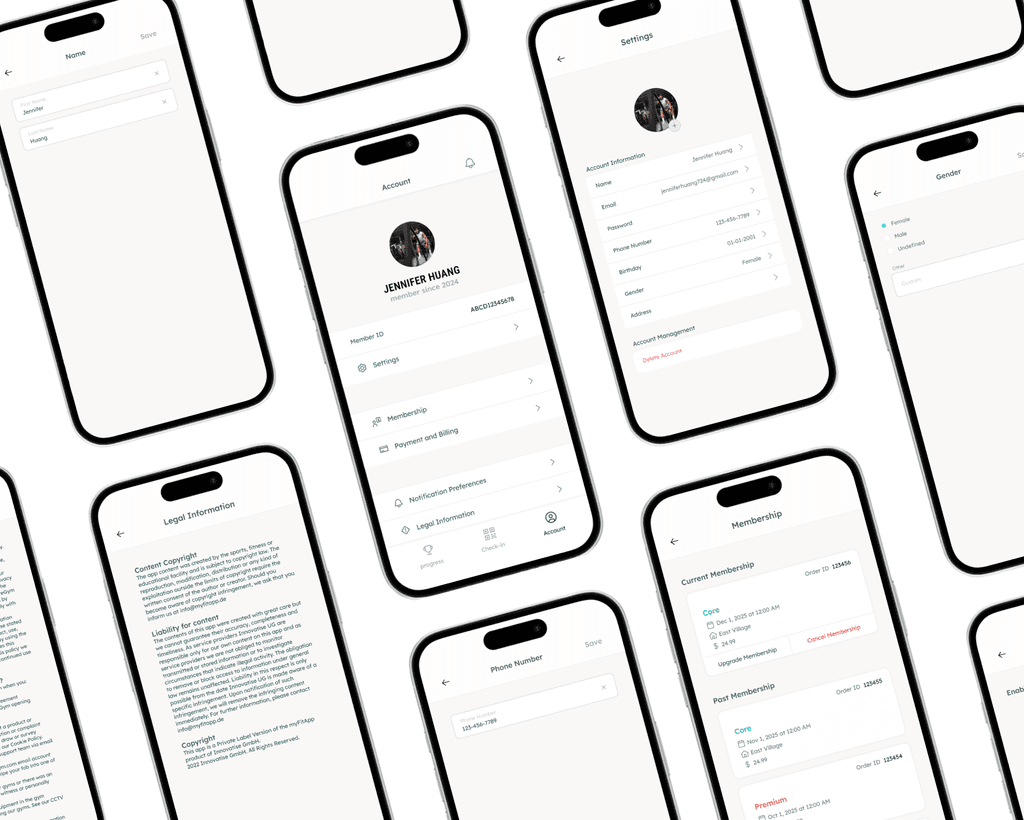Further screens from the final design